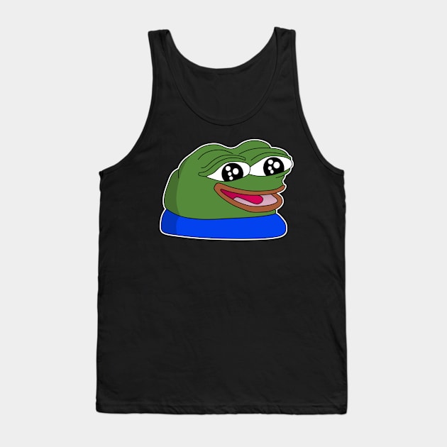 peepoHappy - White Outline Tank Top by mullelito